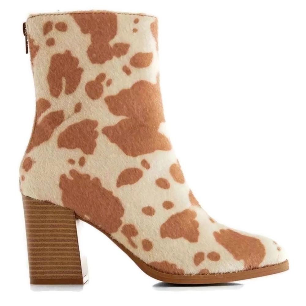 Pierre Dumas Women's Tan & Beige Cow Vegan Cammy Ankle Bootie Size 8.5 NWT